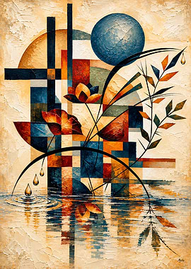 Where Water Becomes Reflection – Geometric Botanical