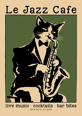 Le Jazz Cafe Cat Poster