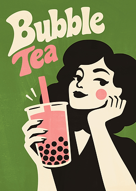 Retro Bubble Tea Poster