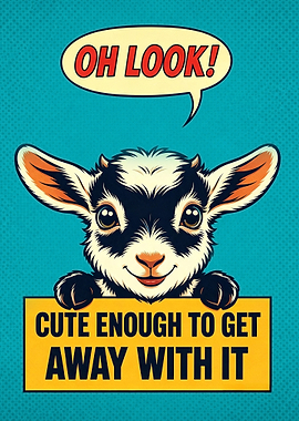 Cute Goat Pop Art Poster