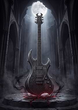 Gothic Electric Guitar in Ruined Cathedral