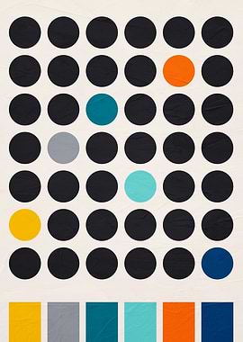 Minimalist Grid of Colorful Circles