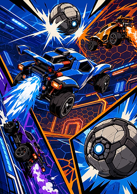 Rocket League Action Pixel Art