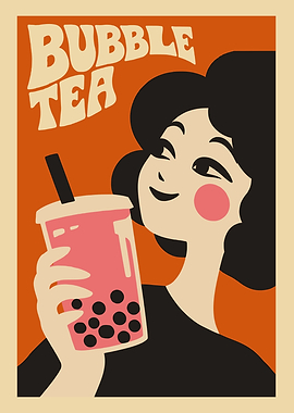 Retro Bubble Tea Illustration