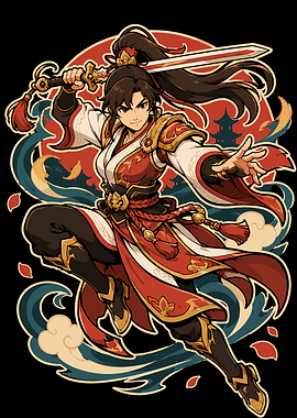 Pixel Art Female Warrior Illustration