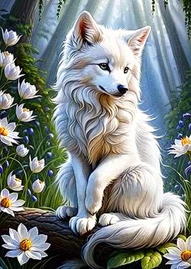 White Wolf Forest Fantasy Art