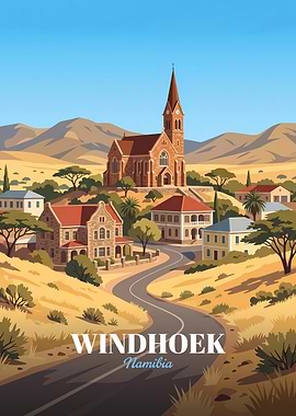 Windhoek Namibia Travel Poster
