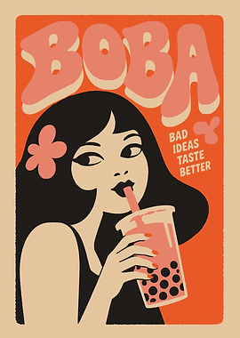 Retro Boba Tea Poster