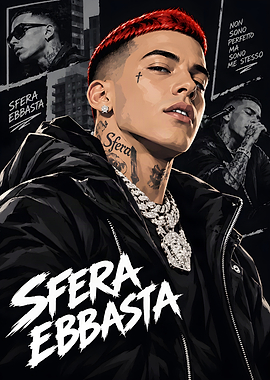 Sfera Ebbasta Digital Portrait Poster