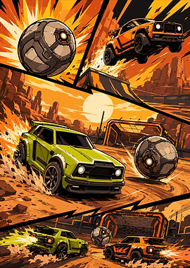 Rocket League Pixel Art Action Poster