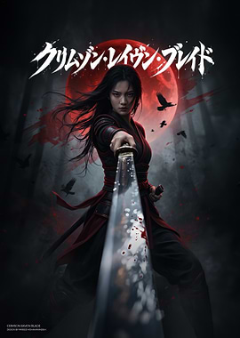 Crimson Raven Blade Warrior Poster