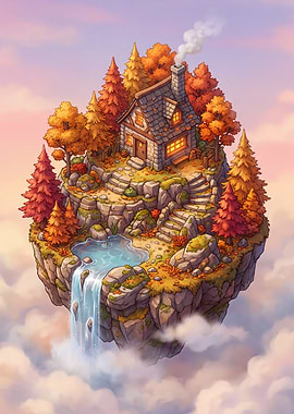 Floating Autumn Island Cottage