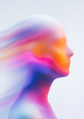 Abstract Colorful Human Profile Silhouette