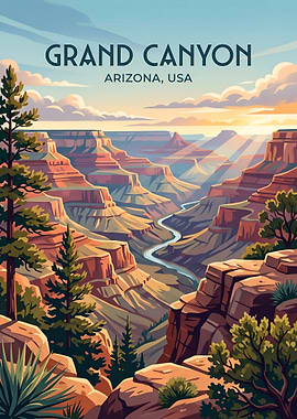 Grand Canyon Sunset Arizona Travel Poster