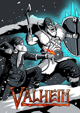 Valheim Viking Warriors Combat Illustration
