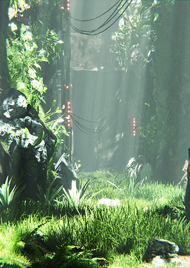 Sunlit Overgrowth - Misty Green Alley