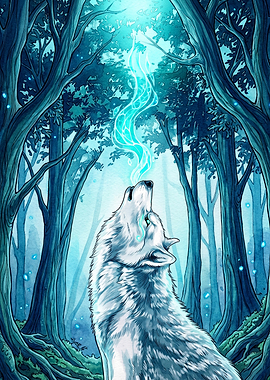 Wolf Spirit Forest Fantasy Art