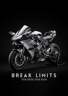 black background Ninja H2 Sportbike Poster