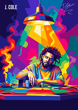 J. Cole Pop Art Poker Portrait