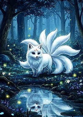 Kitsune Fox Nine Tails Fantasy Art
