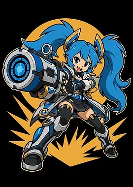 Anime Girl with Blue Cannon