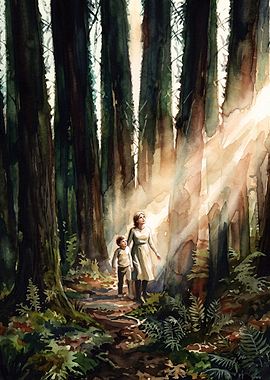 Forest Mother Child Watercolor Post
