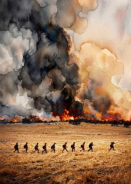Military Soldiers War Watercolor Ar