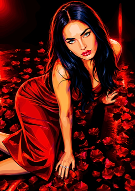 Megan Fox in Red Rose Petals