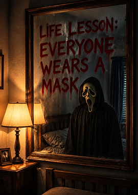 Ghostface Mirror Reflection Horror Poster