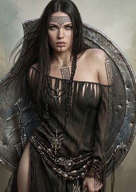 Viking Warrior Woman with Shield