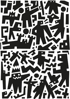 Abstract Black and White Doodle Pattern