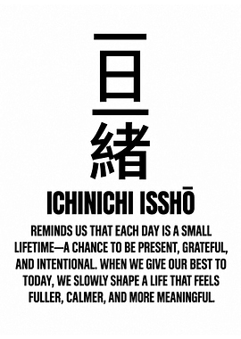 Ichinichi Issho Inspirational Japanese Quote Poster