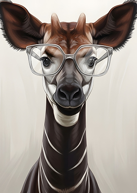 Okapi Wearing Glasses Portrait