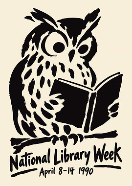 Vintage National Library Week Owl Poster