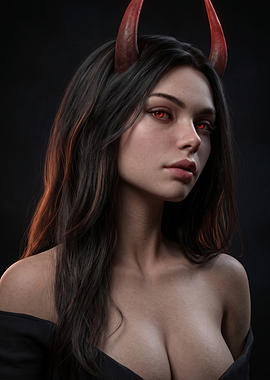 Portrait of a Beautiful Demon Woman