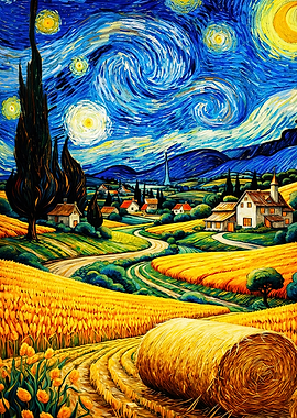 Starry Night Harvest Post-Impressio