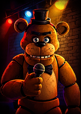 Freddy Fazbear Holding a Microphone