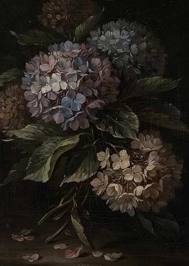 Vintage Oil Painting of Hydrangeas
