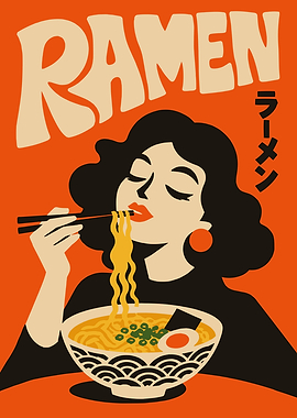 Retro Style Ramen Poster Illustration