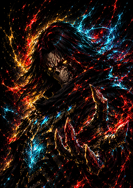 Dark Fantasy Warrior with Cosmic Energy