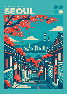 Seoul South Korea Travel Poster