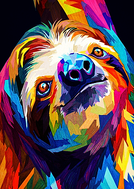 Colorful Pop Art Sloth Portrait