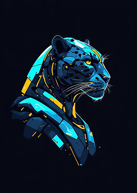Cybernetic Panther Portrait