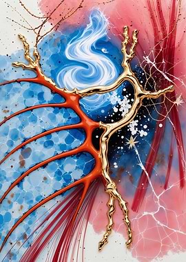 Golden Branch – Coral Flow – Abstract Porcelain #162