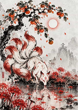 Nine-Tailed Fox by Water