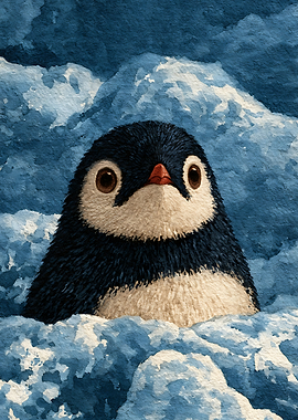 Cute Baby Penguin in Snow