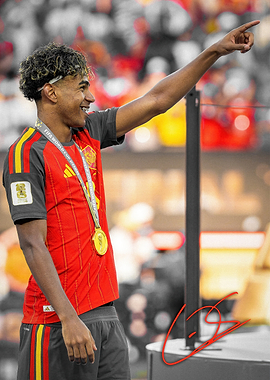Lamine Yamal Celebrating Victory
