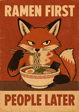 Ramen First People Later Fox Poster