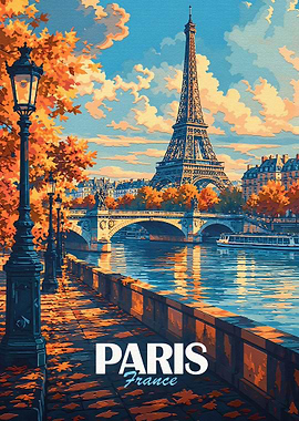 Autumnal Paris Eiffel Tower Poster
