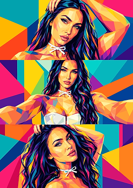 Megan Fox Pop Art Portrait Triptych